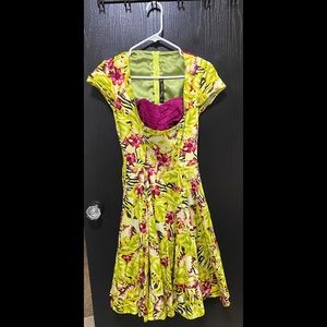 Laura Byrnes bright floral/zebra swing dress